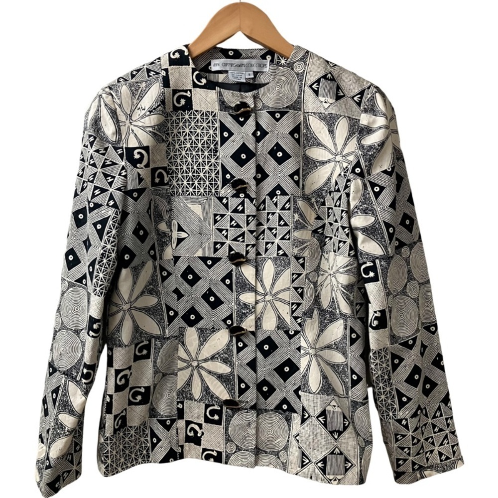 Vintage ANNE CRIMMINS UMI Collections Womens Floral Blazer SIZE 8 Enamel Buttons